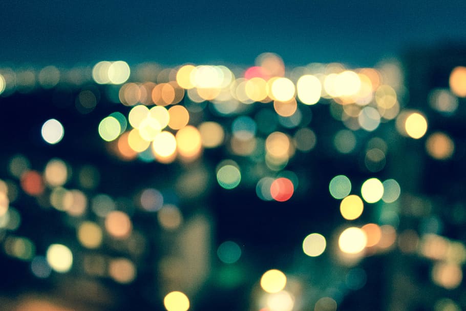 night, defocused, illuminated, circle, geometric shape, backgrounds HD wallpaper