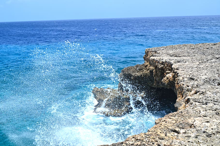 curaçao, watamula, beach, mountain, curacao, water, salt, rock