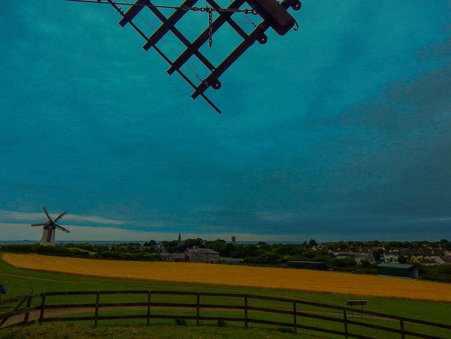 mills, wheat, sky, environment, landscape, nature, field, flying HD wallpaper