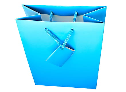 bag, blue, paper, gift, white, packet, shopper, market, closeup HD wallpaper