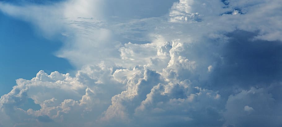 the sky, clouds, blue, clear, storm, blue sky, outdoors, the clouds HD wallpaper