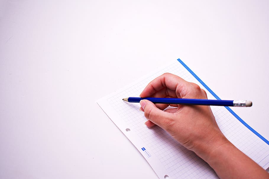 Person Writing On White Paper, graphing paper, hand, pencil, write HD wallpaper