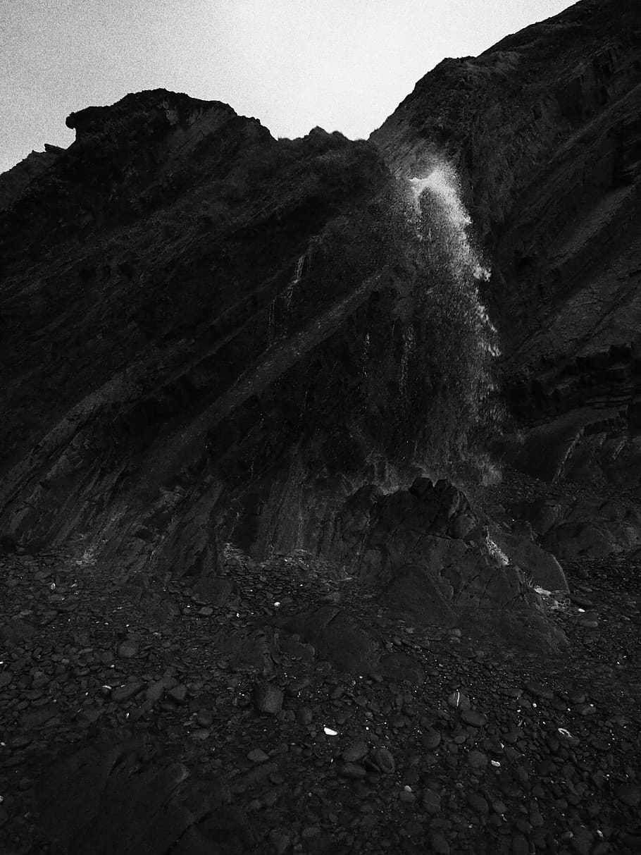 black, mood, uk, devon, wind, water, beach, dark, mountain HD wallpaper