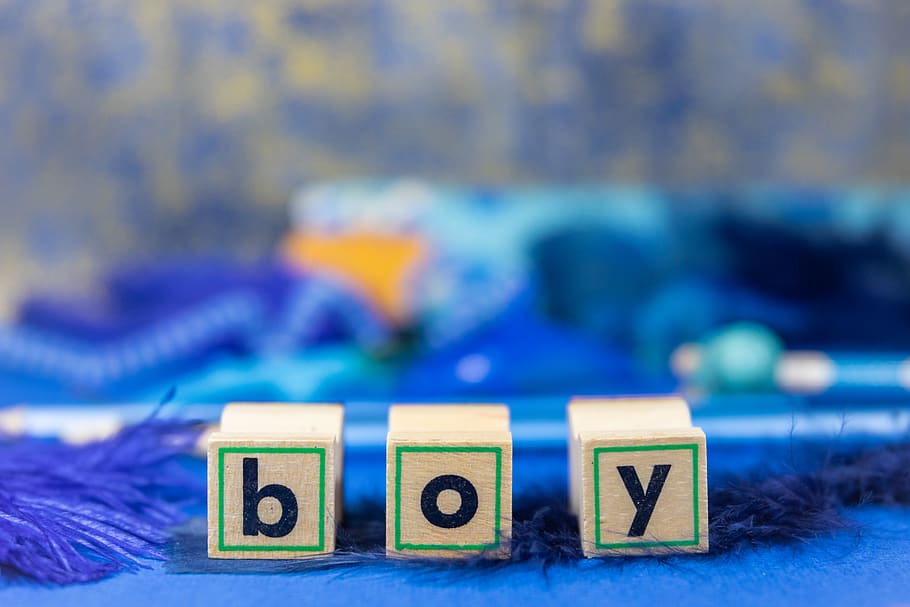 Three Wooden letter blocks, close up, selective focus, blue, toy block HD wallpaper
