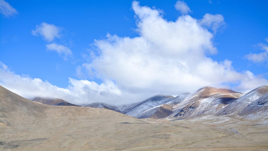 mountains, snow, sky, cloud, emptiness, empty, sandy, barren lands HD wallpaper