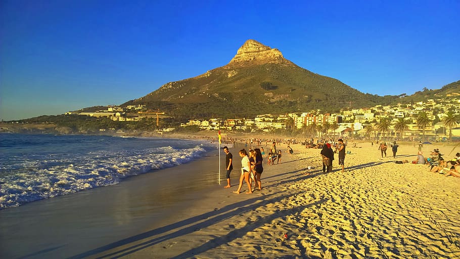 south africa, cape town, camps bay beach, sky, nature, group of people, HD wallpaper