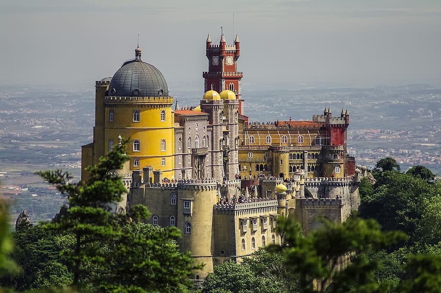 portugal, castle, foam, sintra, lisbon, architecture, travel, HD wallpaper