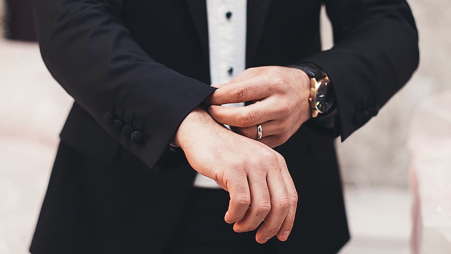 man, guy, ring, watch, groom, business, sleeves, suit, hands HD wallpaper
