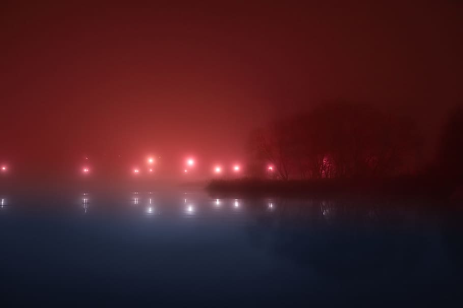 light, flare, lighting, mist, lake, headlight, nature, stage HD wallpaper