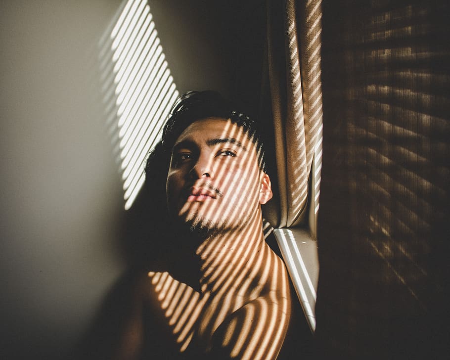 man leaning beside window, home decor, human, person, window shade HD wallpaper