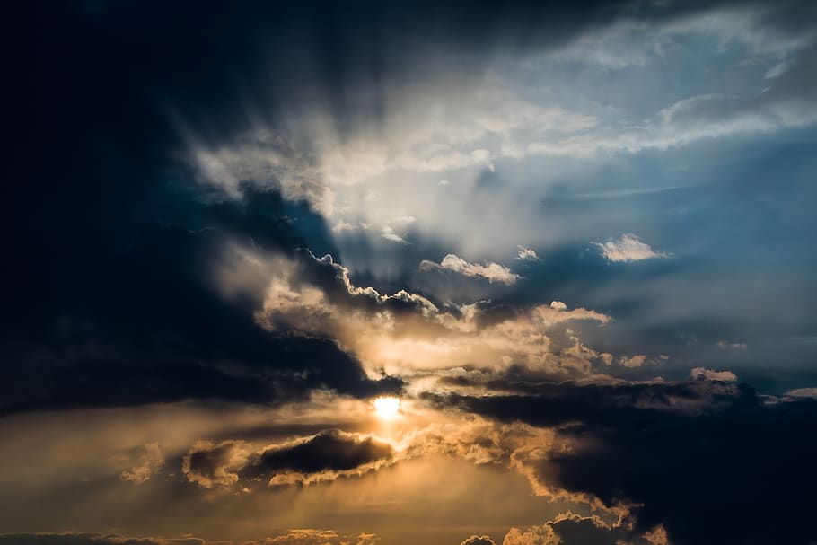 Blue Sky, cloudiness, clouds, clouds form, cloudy, dark clouds HD wallpaper