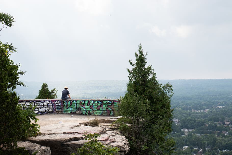 canada, toronto, view, graffiti, skyline, trees, alone, solitude HD wallpaper