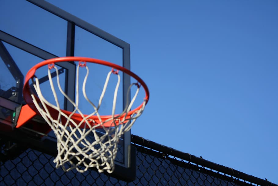 Gray Metal Frame Basketball Hoop System, basketball basket, court, HD wallpaper