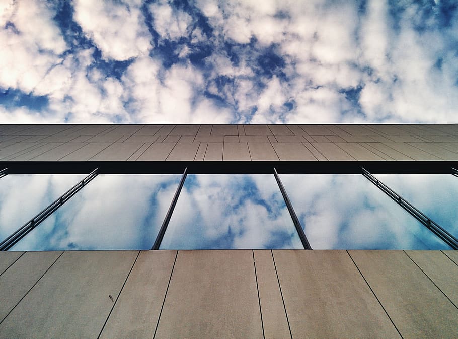 building, window, sky, clouds, reflection, architecture, cloud - sky HD wallpaper