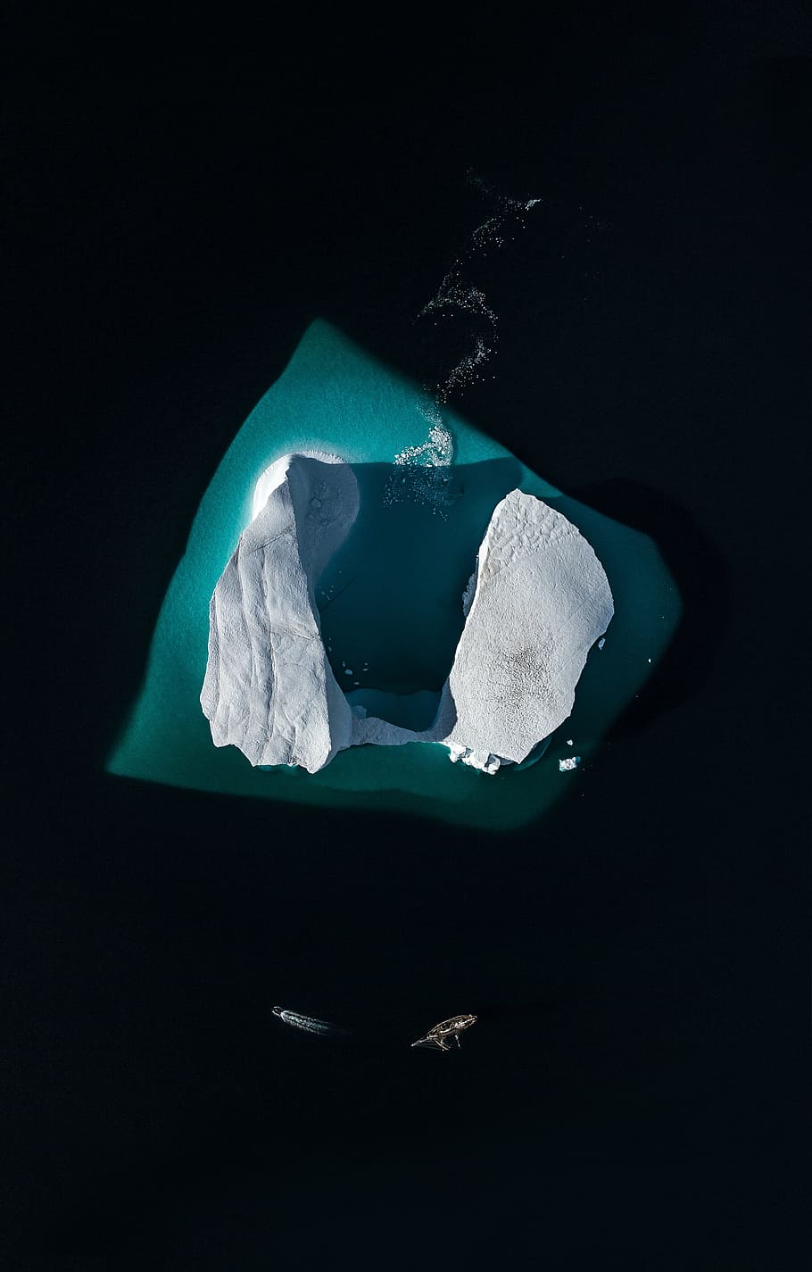 drone view, arctic, iceberg, from above, cold, greenland, zodiac