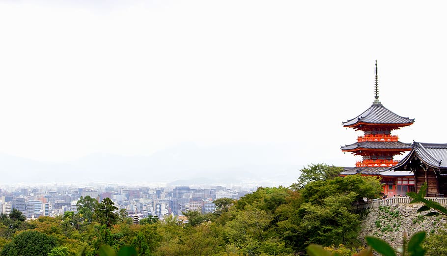 orange temple near trees, kyomizudera temple, building, architecture HD wallpaper