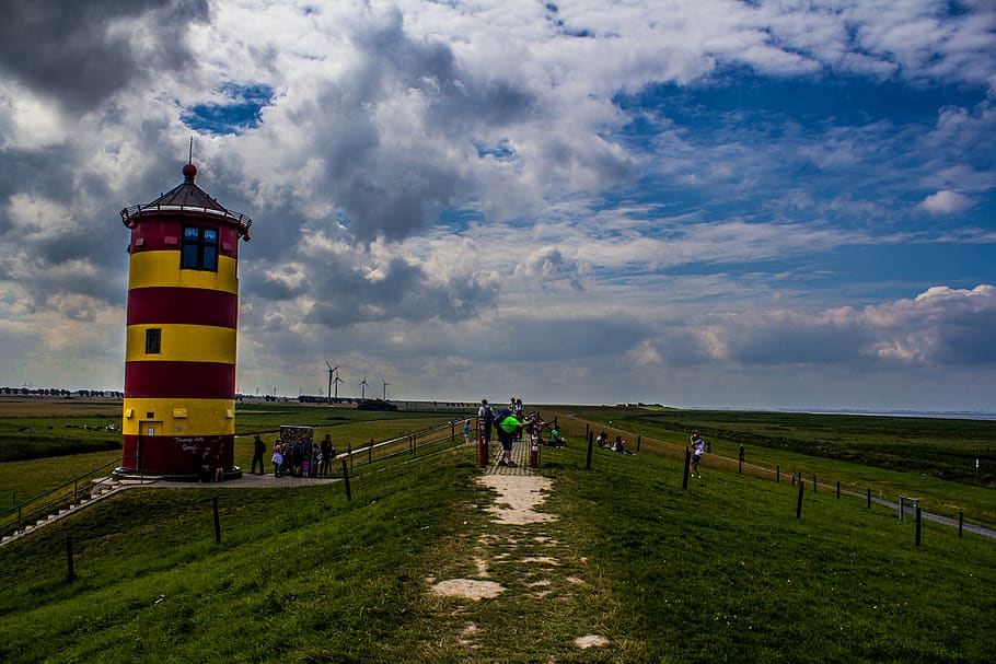 tower, beacon, sea, seaside, northsea, germany, canon, cloud - sky HD wallpaper