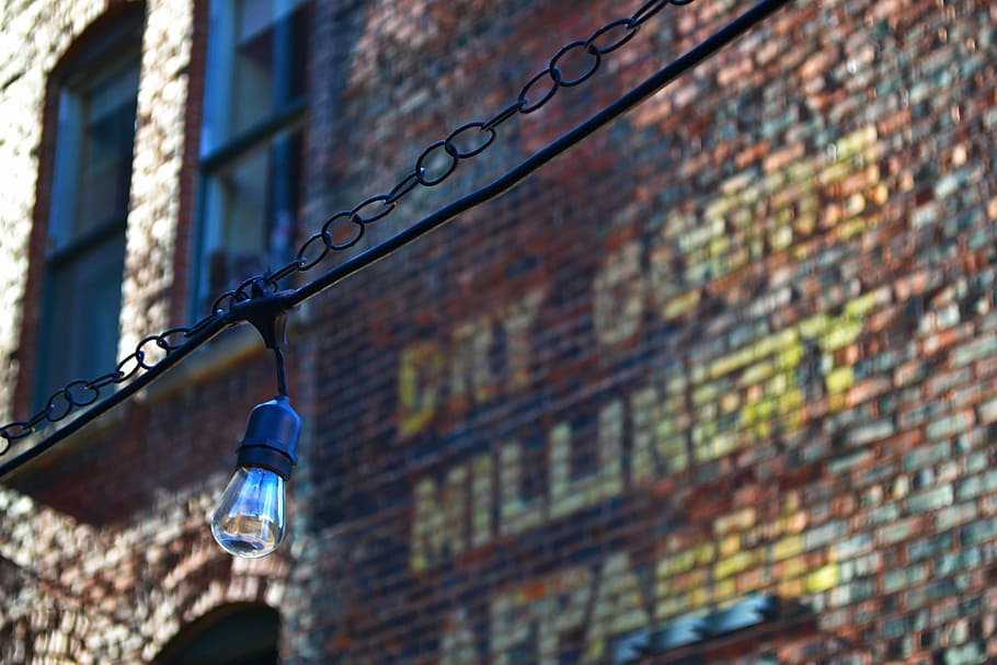 Black String Light, architecture, brick wall, bricks, building HD wallpaper