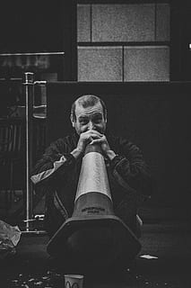 man holding traffic cone, human, person, london, united kingdom HD wallpaper