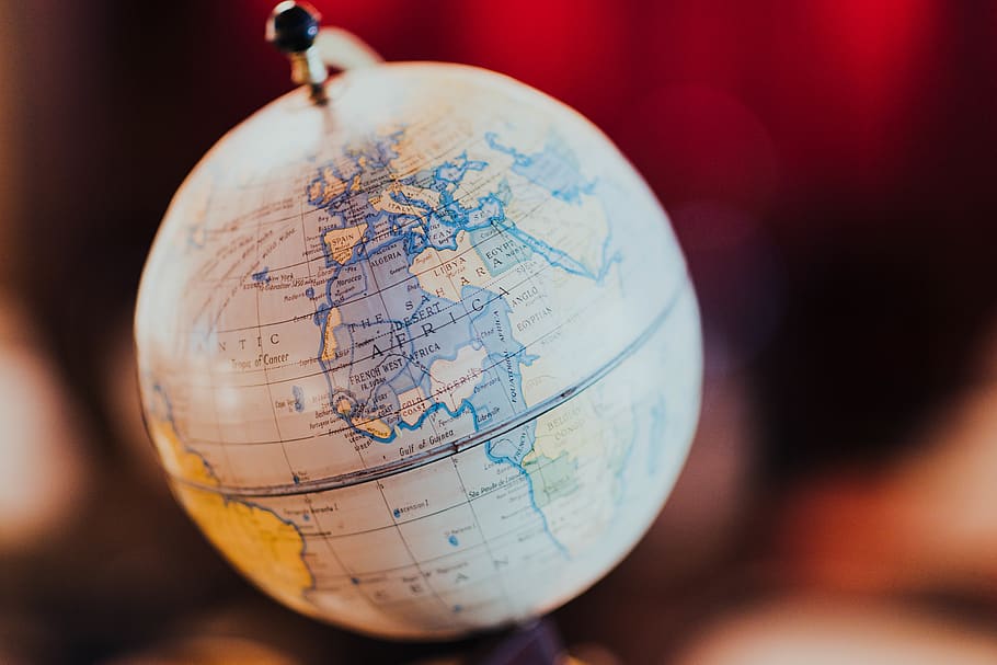 beige globe model, globe - man made object, sphere, map, planet earth HD wallpaper