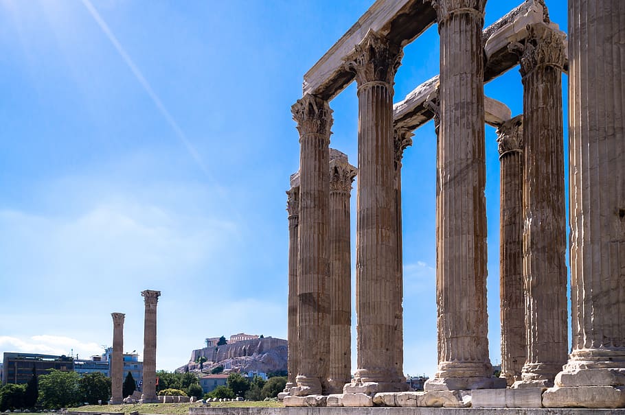 greece, athens, temple of olympian zeus, ellada, elada, hellas, HD wallpaper