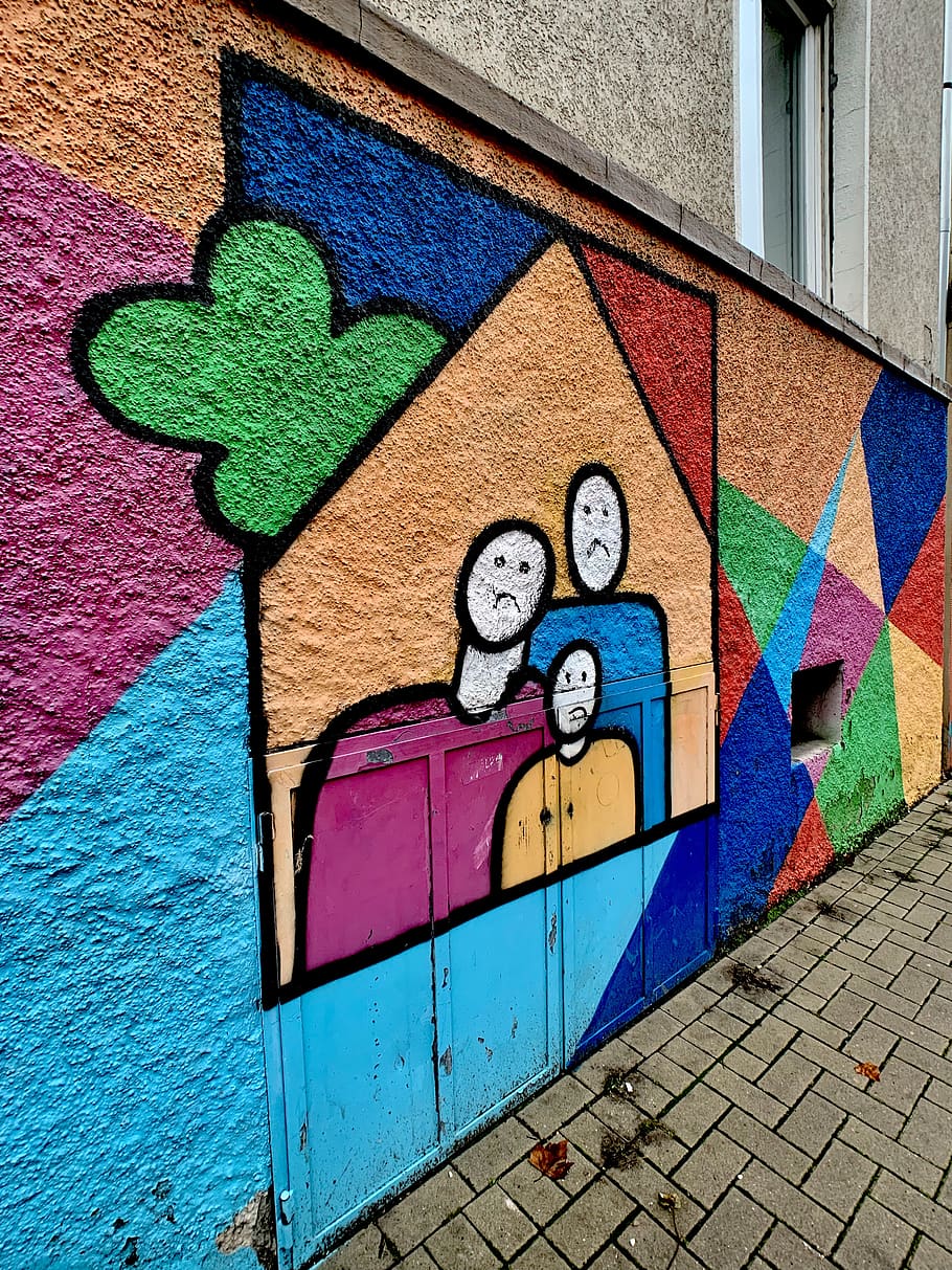 Colorful, Bochum, Streetart, Urban, Sandmarc, City, art and craft, HD wallpaper