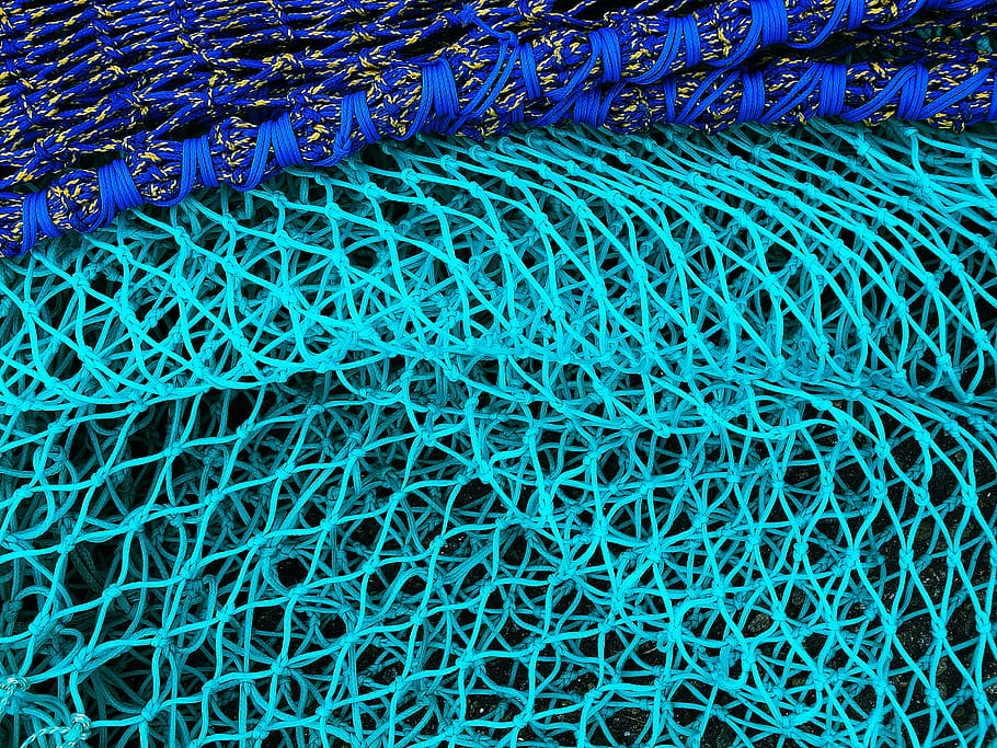 full frame, blue, backgrounds, pattern, no people, fishing net HD wallpaper