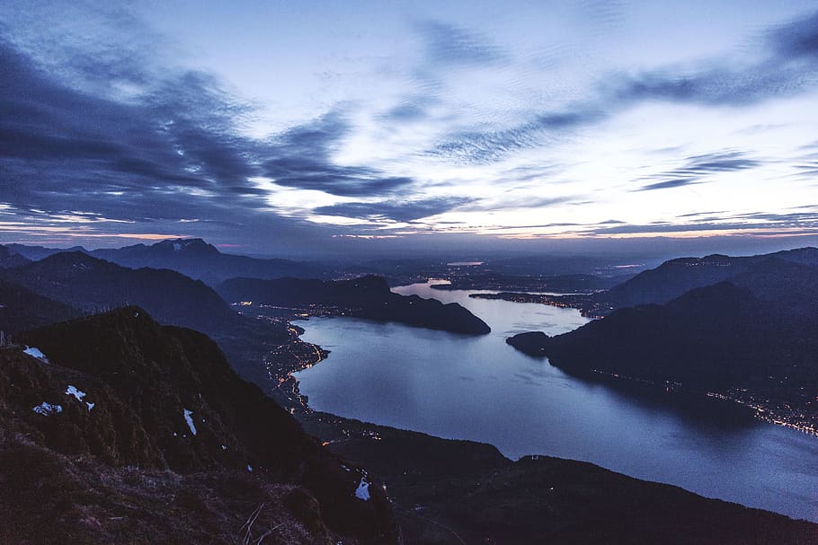 nature, landscape, clouds, sky, aerial, river, lake, travel HD wallpaper
