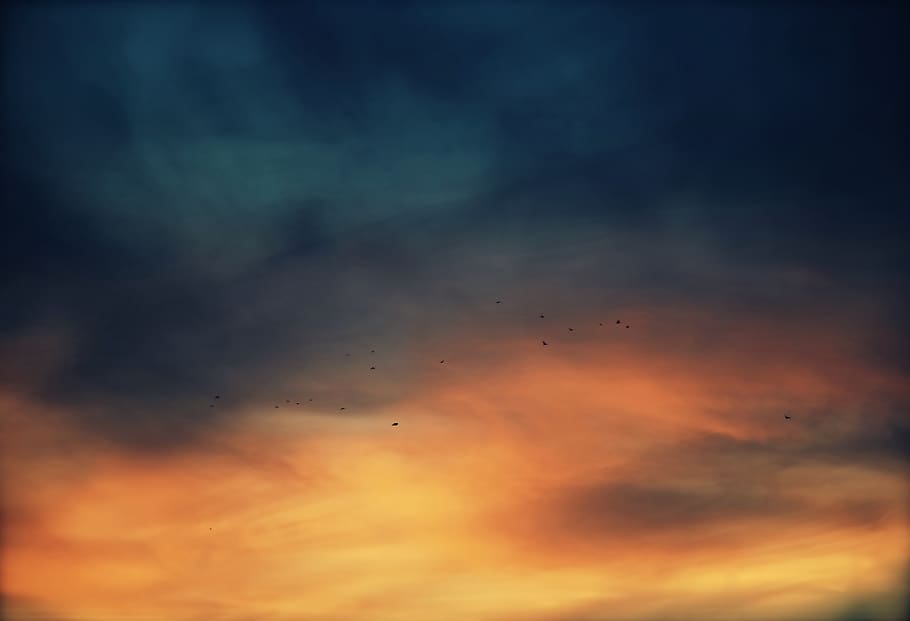 sky, cloud - sky, sunset, beauty in nature, orange color, low angle view HD wallpaper