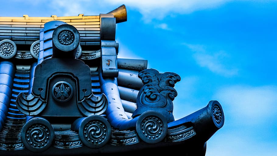 japan, blue, sky, metal, cloud - sky, no people, architecture HD wallpaper