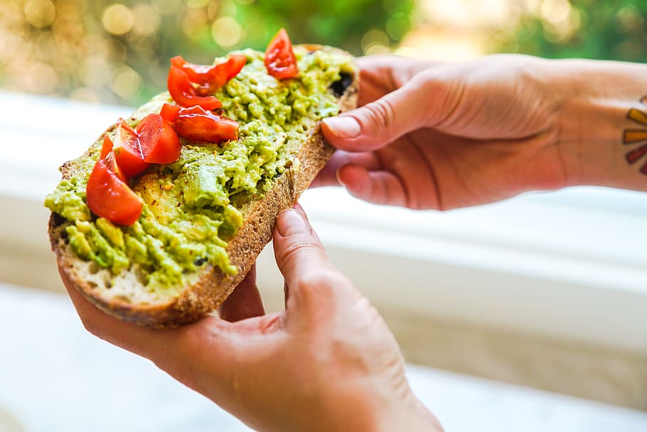 Person Holding Sandwich Dish, blurred background, bread, close-up HD wallpaper