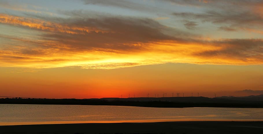 sunset, salt lake, environment, landscape, nature, sky, water HD wallpaper