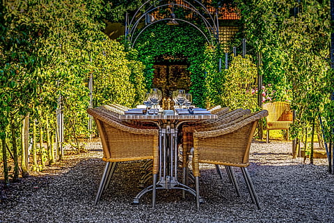 table, dinner, restaurant, dish, dining, decoration, outdoors HD wallpaper