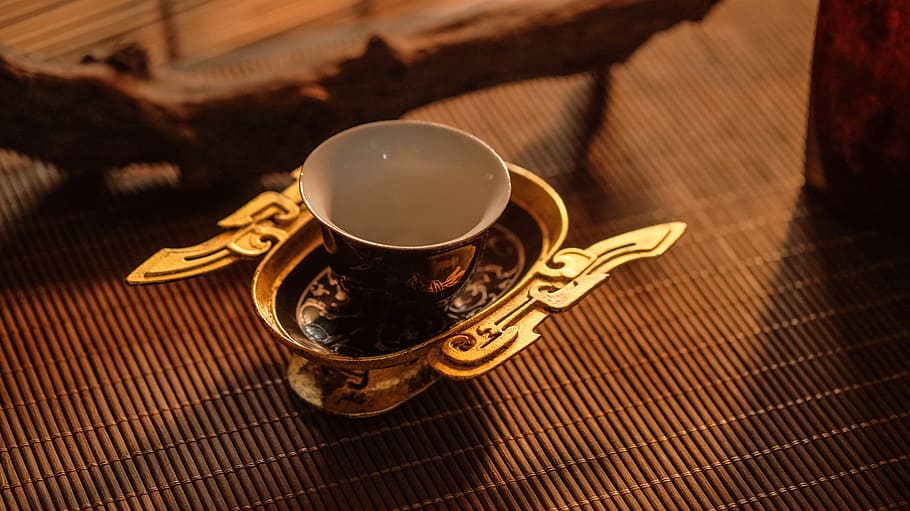 white and black ceramic cup, mug, drink, food and drink, refreshment HD wallpaper