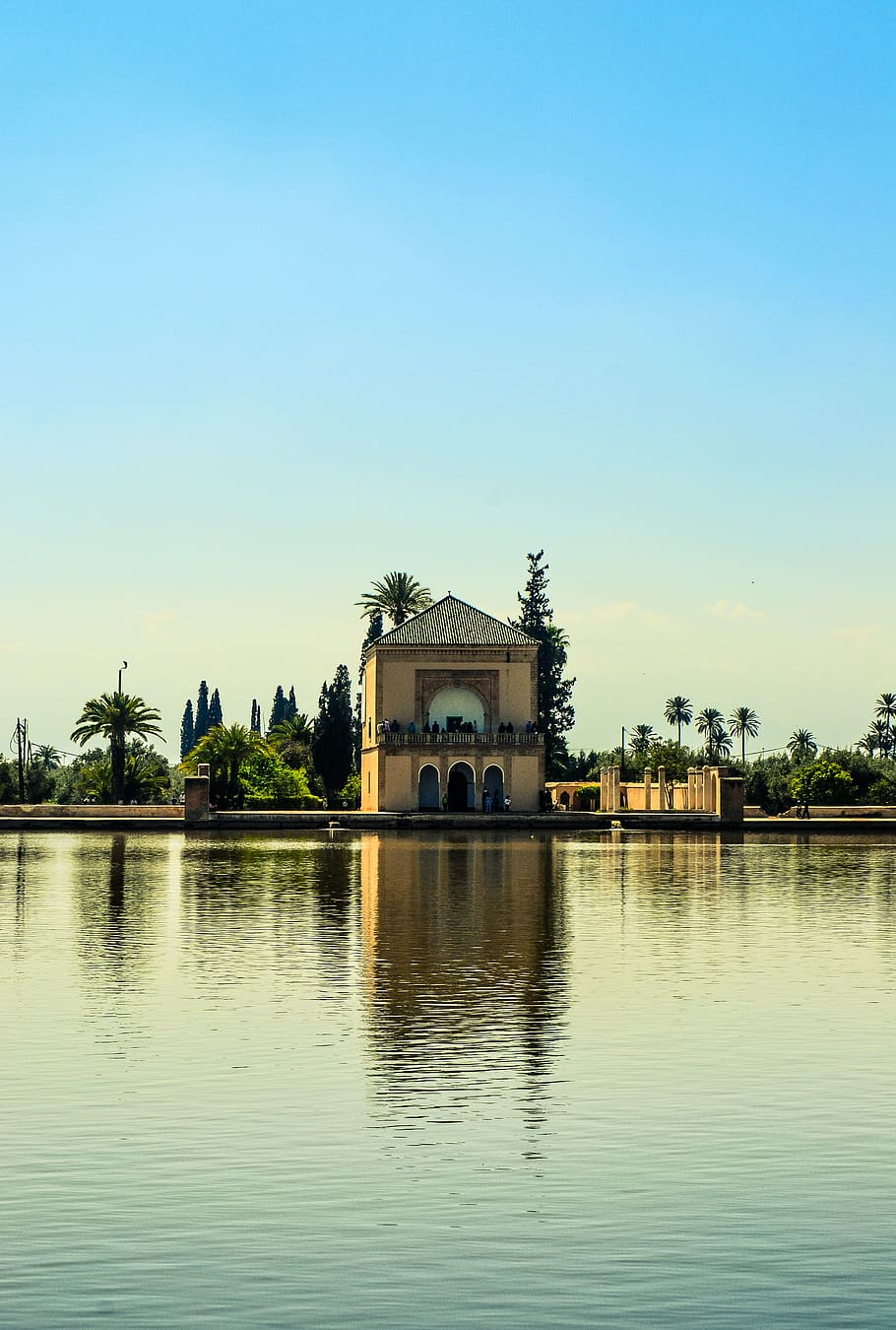 menara, morocco, marrakesh, trees, nature, tourism, palm, old