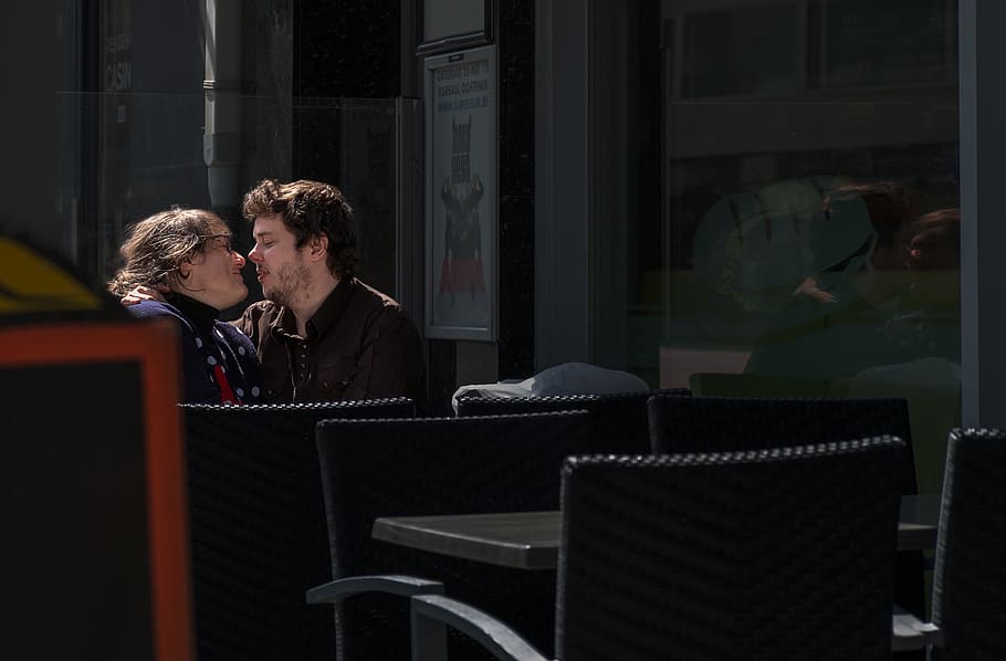 two men kissing, people, human, person, chair, furniture, love HD wallpaper