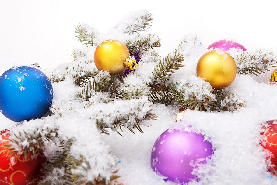 ball, snow, shine, isolated, wallpaper, decoration, fun, white HD wallpaper