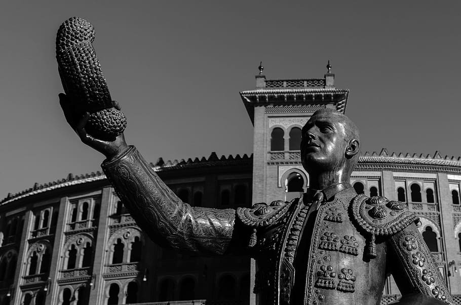 spain, madrid, arena, statue, bullfighter, plaza, lasventas HD wallpaper