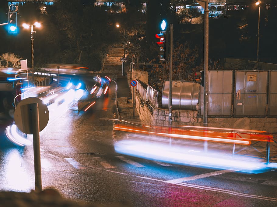 shije, night, bright, lights, long exposure, illuminated, transportation HD wallpaper