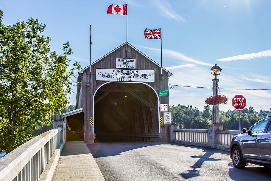 canada, hartland, covered bridge, new-brunswick, sunny, daytime, HD wallpaper