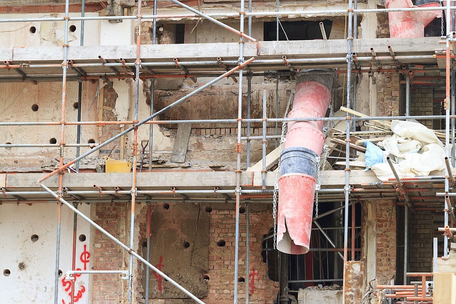 Building under repair., construction, repairs, scaffolding, shoot HD wallpaper