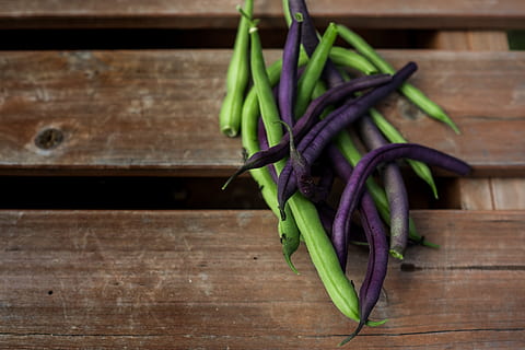 red and purple string beans, plant, food, vegetable, produce HD wallpaper