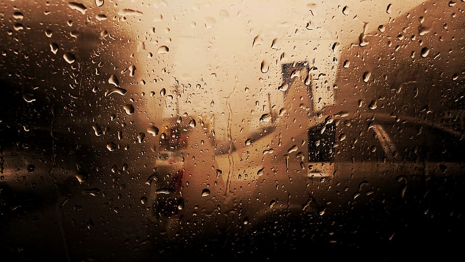 Vehicle Glass Window With Water Droplets, blur, close-up, dew