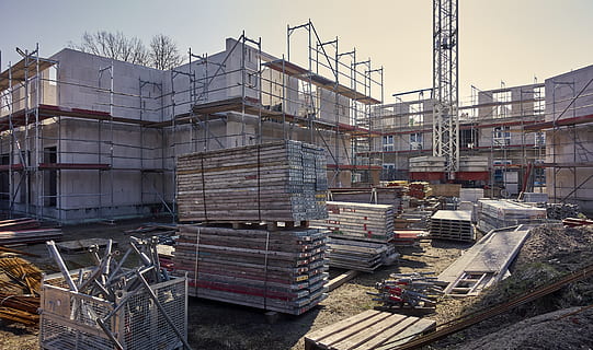 construction, site, crane, armor, material, new building, range HD wallpaper