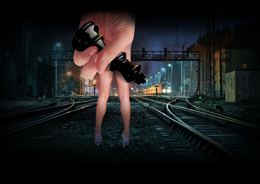fantasy, edit, human, hand, activity, rail, railway, train HD wallpaper