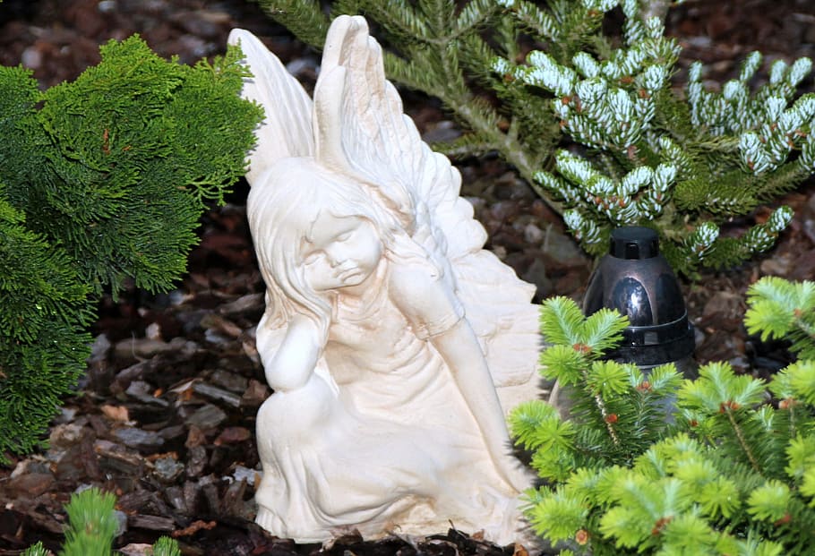 angel, fig, figure, object, sculpture, statue, plant, art and craft HD wallpaper