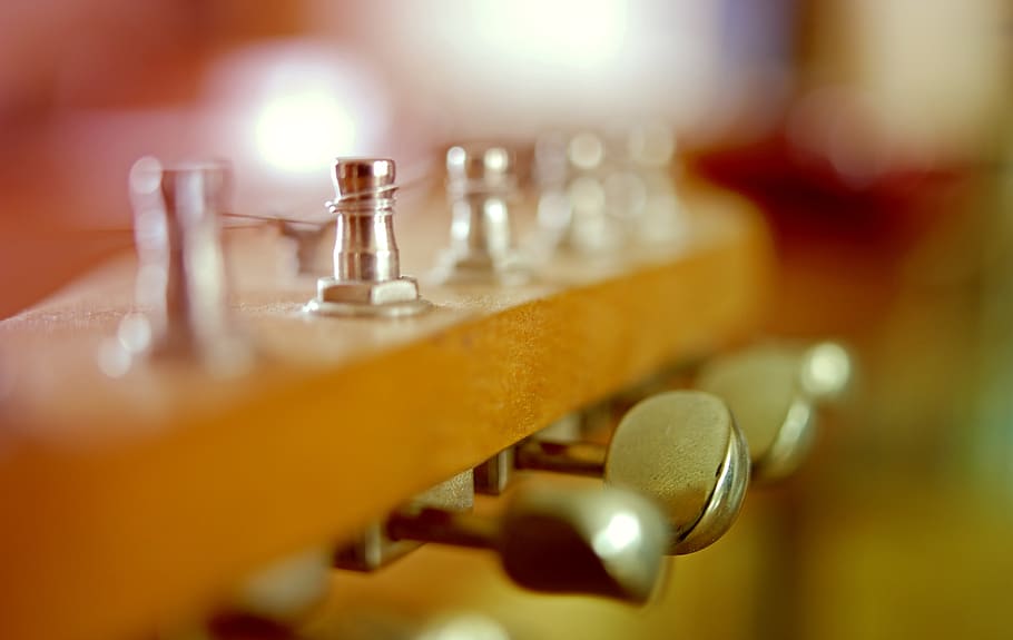 guitar, focus, close-up, blur, selective focus, no people, indoors HD wallpaper