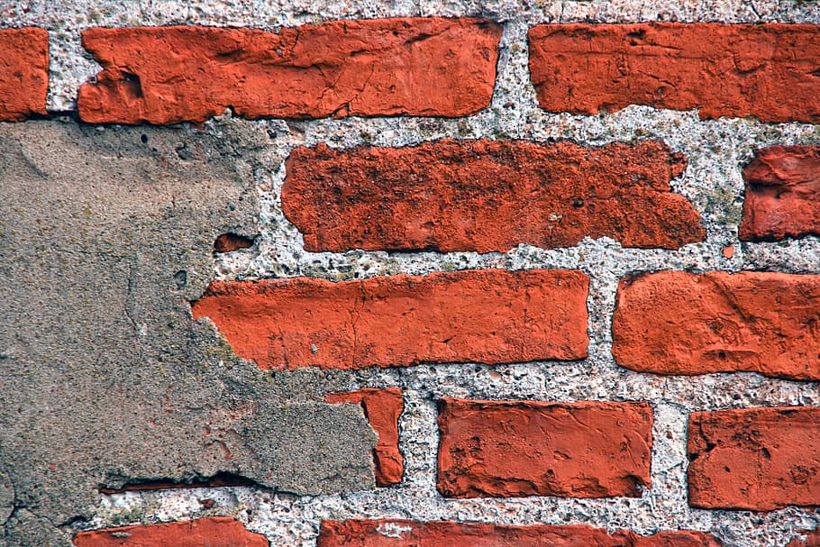 bricks, wall, backgrounds, red, old, white, brickwork, brown