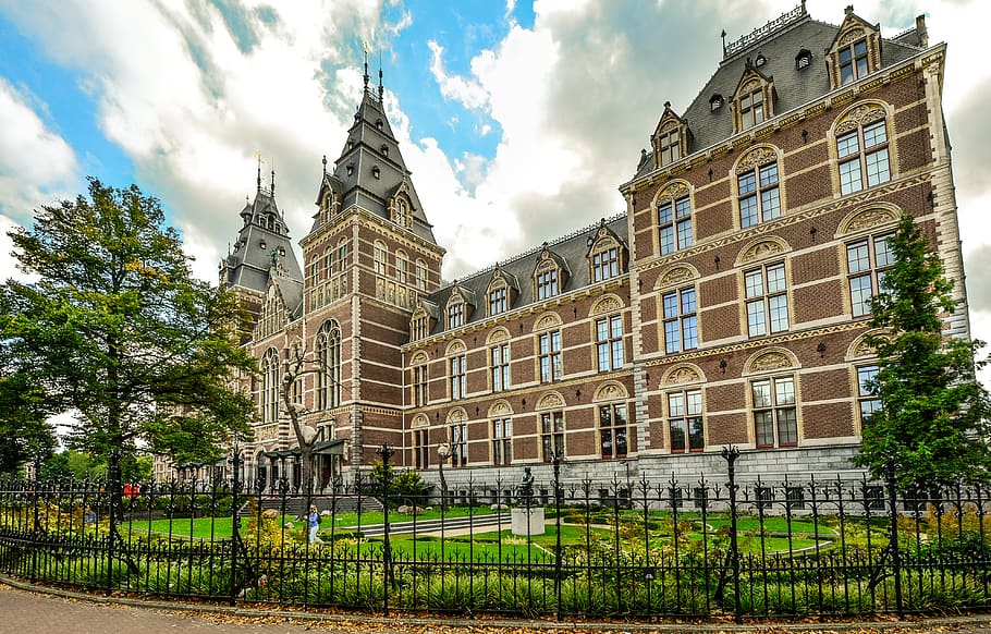 Brown Building Under Nimbus Clouds, amsterdam, ancient, architectural HD wallpaper