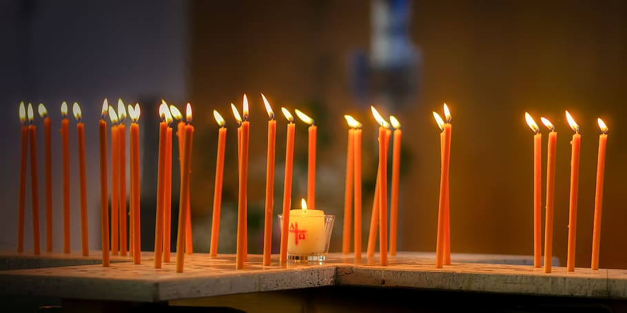 candles, flame, light, burn, fire, shining, candlelight, church HD wallpaper